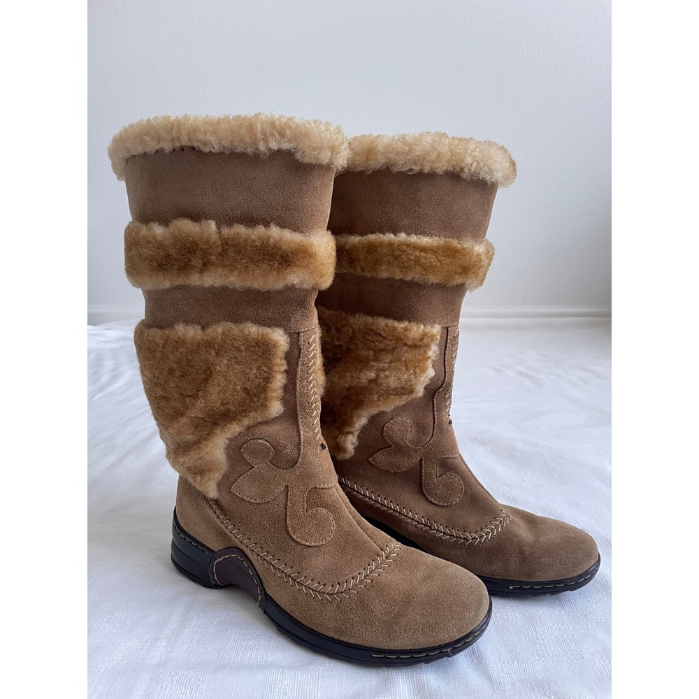 Sofft Boot Vintage 90s Autumn Suede Women 7.5 Sheep Shearling Fairy Renaissance